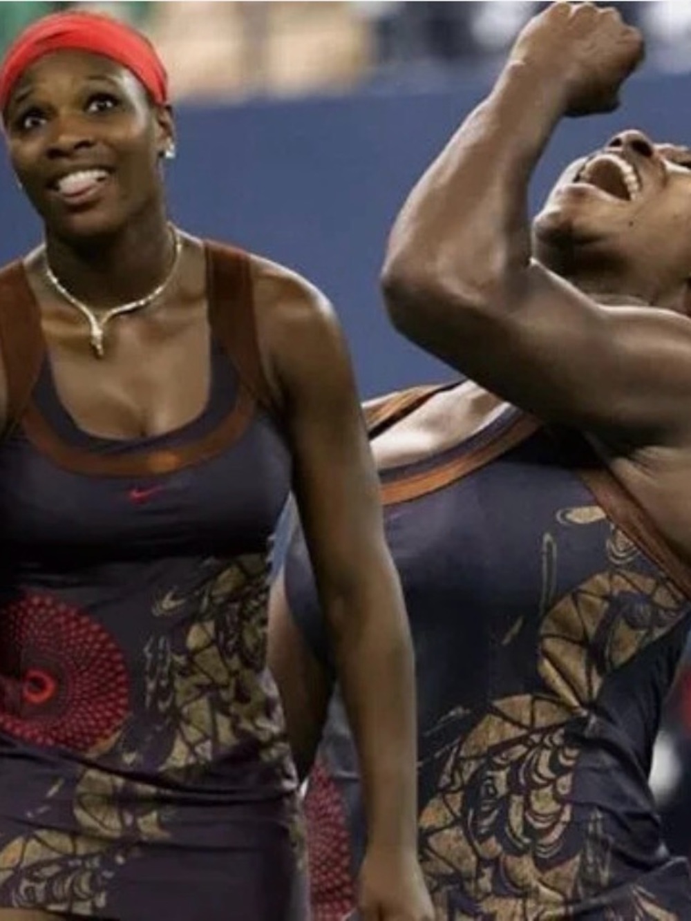 Nike Serena Williams Asian Design Bronze Purple red accent gorgeous dress MEDIUM - Picture 5 of 5